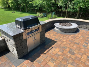 Ouutdoor Kitchen Paver Patio Gas Fire Pit Delaware Ohio