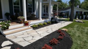 Flastone Sidwalk Front Entryway Landscaping LED Lighting Powell Ohio