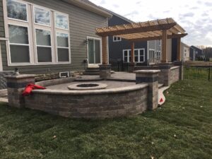 Unilock Paver Patio Retaining Walls Cedar Pergola LED Lighting Delaware Ohio