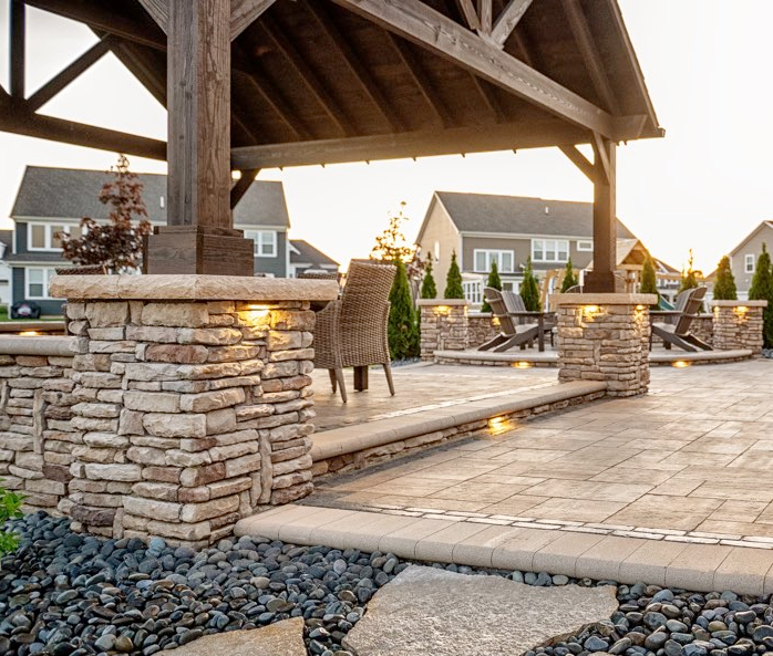 Stone Veneer Masonry Stone Pavilion Landscape Lighting Paver Patio LED Lewis Center Ohio